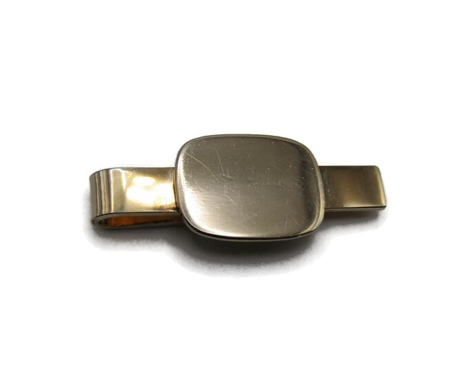 Rounded Edge Rectangle Center Gold Tone Classic Design Tie Bar Tie Clip Men's Jewelry