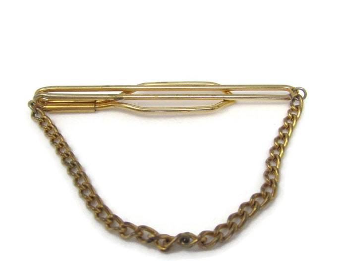 Chain Link Tie Clip Tie Bar: Vintage Gold Tone - Stand Out from the Crowd with Class