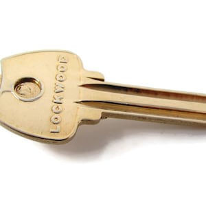 Vintage Tie Clip Tie Bar: Lockwood Howe Key Design Gold Tone