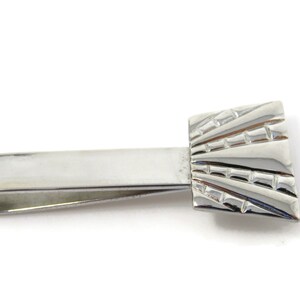 Modernist Textured Vintage Tie Bar Clip Silver Tone Stand Out w/ Style Fit In with Class