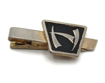 Vintage Initial H Tie Clip: Silver Tone Monogram Tie Bar
