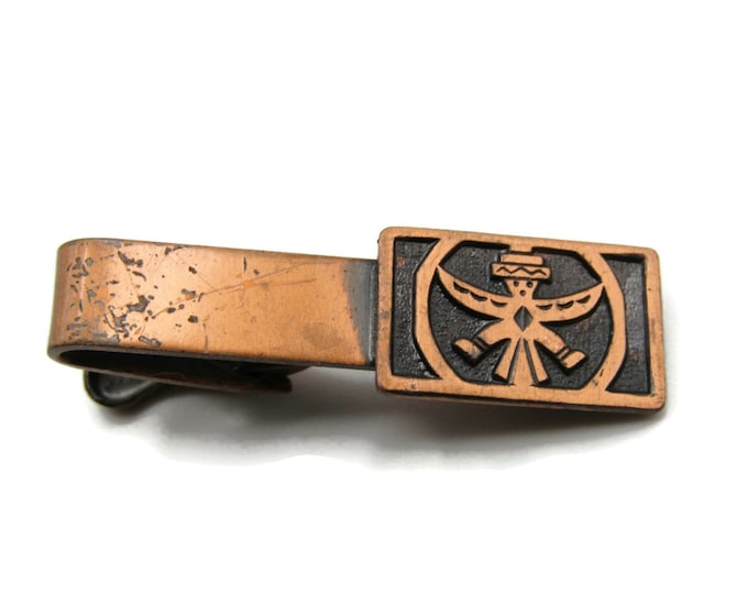 Tribal Etching Black Background Gold Tone Industrial Tie Clip Tie Bar Men's Jewelry