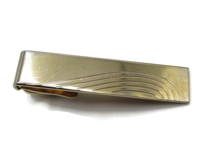 Arc Patterned Gold Tone Tie Clip Retro Tie Bar Gold Tone Men's Jewelry