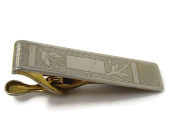 Vintage Tie Bar Clip for Men: Leaf & Berry