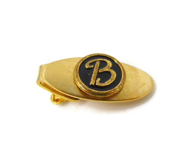 Letter B Tie Clip For Men Vintage Tie Bar Nice Design Gold Tone Gift for Dad, Brother, Husband, Son