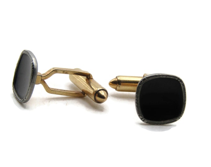 Black Stone Square Tie Clips Men's Jewelry Silver & Gold Tone