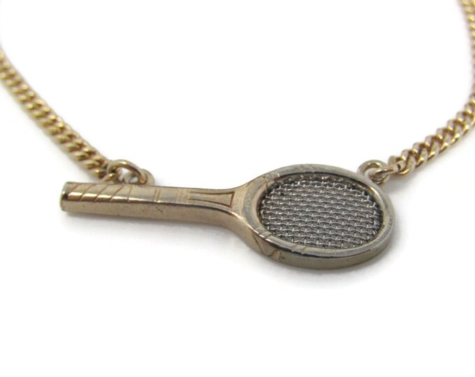 Tennis Racket Racquet Tie Clip Tie Bar: Vintage Gold Tone - Stand Out from the Crowd with Class
