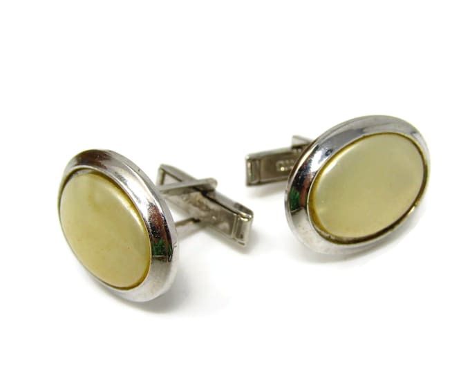White Oval Cuff Links Cufflinks for Men Nice Design