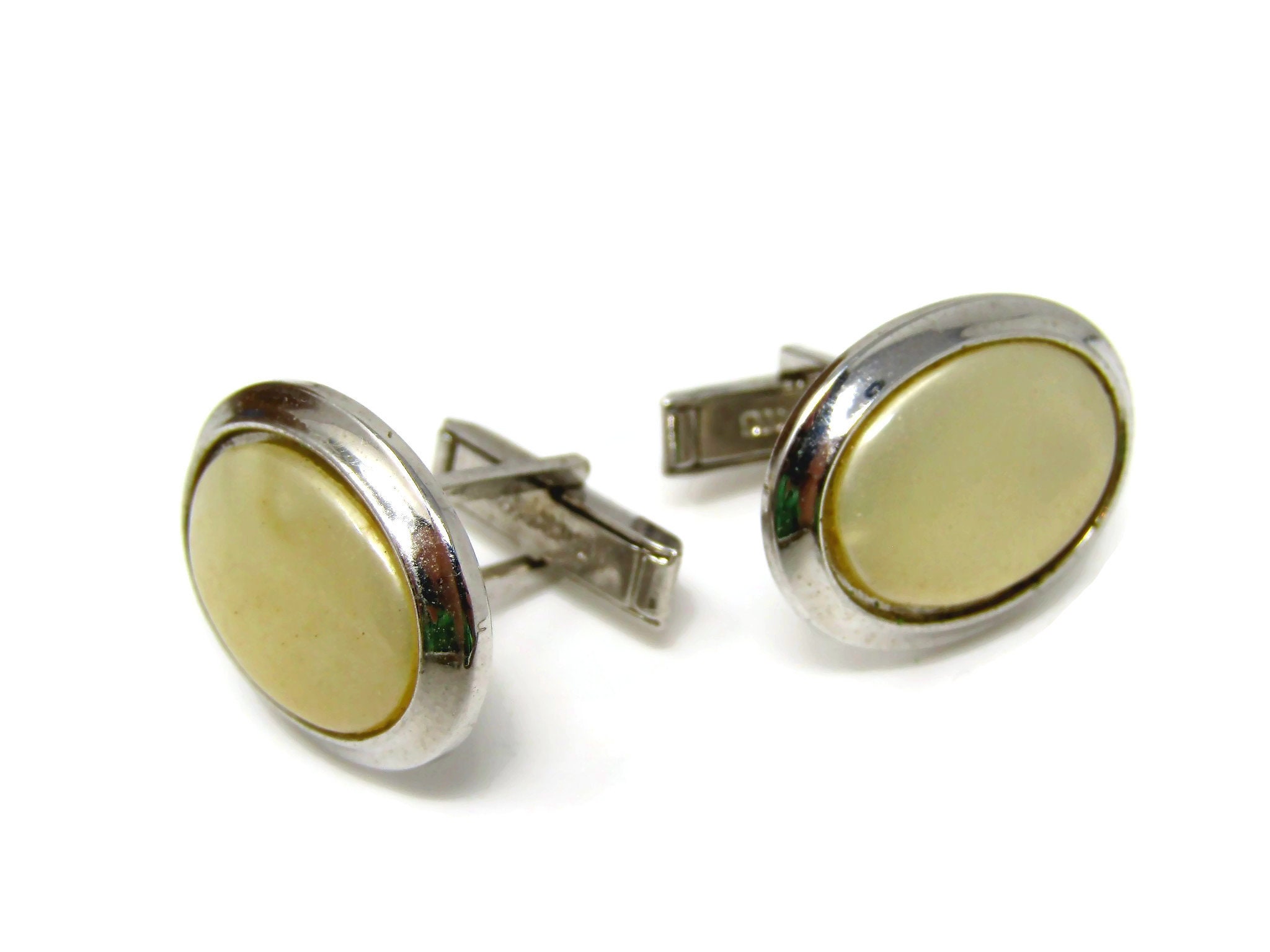 White Oval Cuff Links Cufflinks for Men Nice Design
