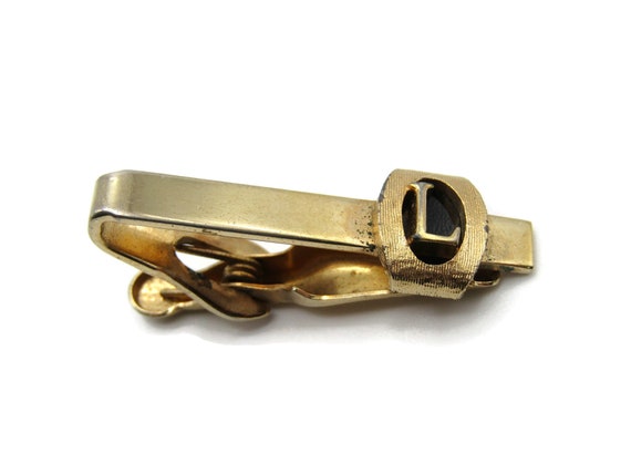 L Letter Initial Monogram Black Background Gold T… - image 1