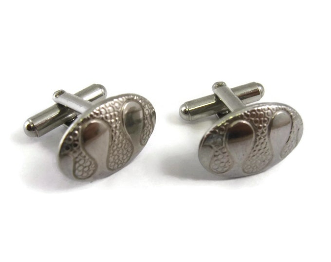 Vintage Cufflinks for Men: Very Interesting Bubbly Interlocking Design Silver Tone Oval