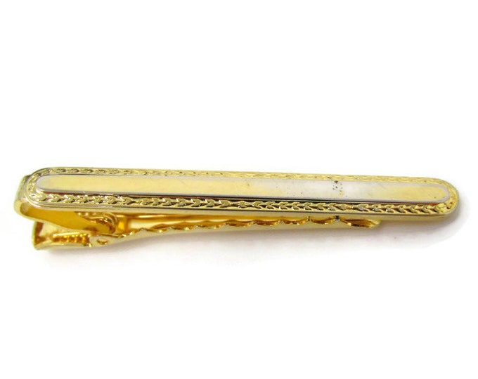 Fancy Border Tie Clip Vintage Tie Bar: Gold Tone