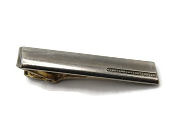 Vintage Smooth Finish Single Etched Line Tie Clip Silver Tone Tie Bar Men's Jewelry