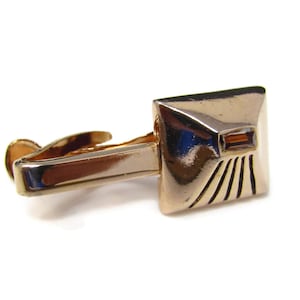 Vintage Tie Clip Tie Bar: Art Deco Orange Jewel Excellent Design & Quality Made in USA