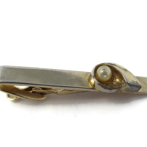 Faux Pearl Curl Tie Clip Tie Bar: Vintage Gold Tone - Stand Out from the Crowd with Class