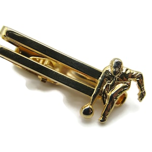Bowling Person Open Body Gold Tone Tie Clip Tie Bar Men&#39;s Jewelry