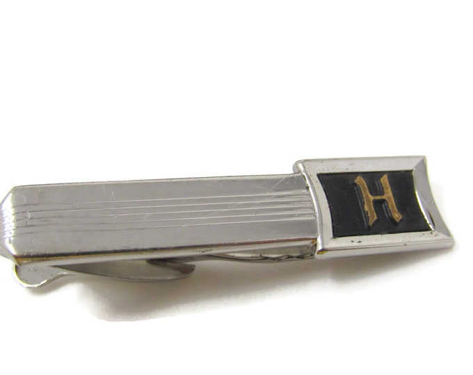 Letter H Initial Tie Clip Tie Bar: Vintage Silver Tone - Stand Out from the Crowd with Class