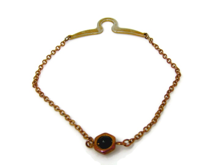 Tie Chain Vintage Button Hook Design Beautiful Dark Accent