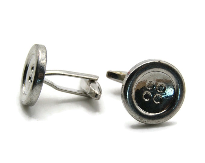 Buttons Cuff Links Men's Modernist Jewelry Silver Tone