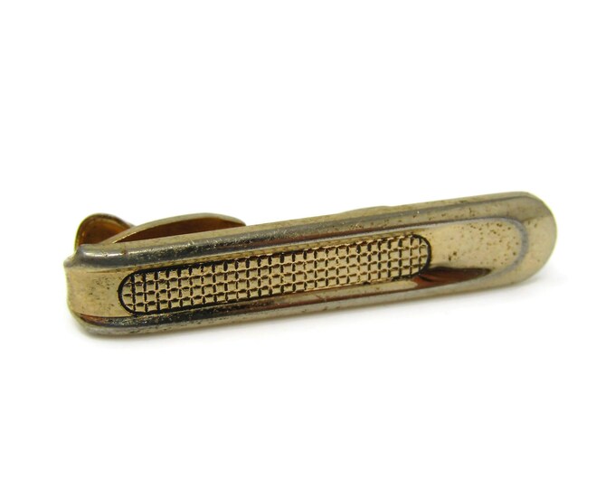 Retro Men's Tie Clip Vintage Waffle Texture Gold Tone Design