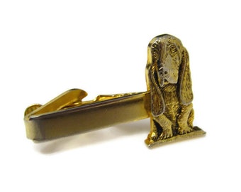 Vintage Tie Bar Tie Clip: Hound Dog Floppy Ears Excellent Design Gold Tone