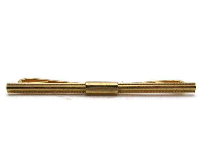 Textured Classic Modernist Tie Bar Tie Clip Men's Jewelry Gold Tone