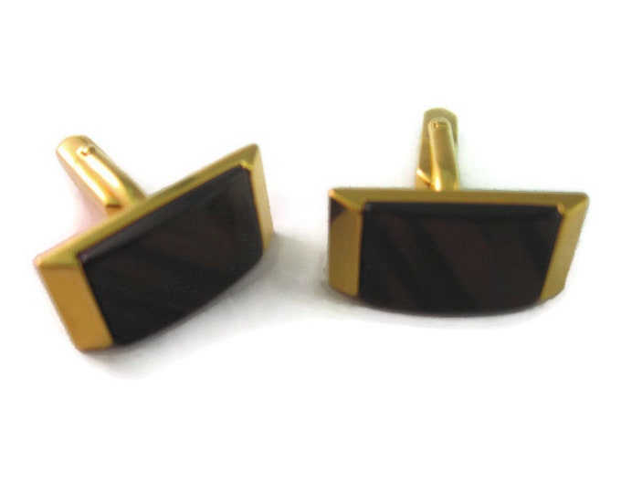 Vintage Cufflinks for Men: Brilliant Dark Opalescent Gold Tone Design