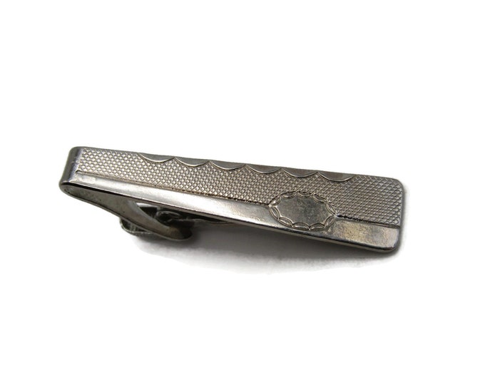 Tapered Shape Abstract Etched Line Designs Silver Tone Tie Bar Tie Clip Men's Jewelry