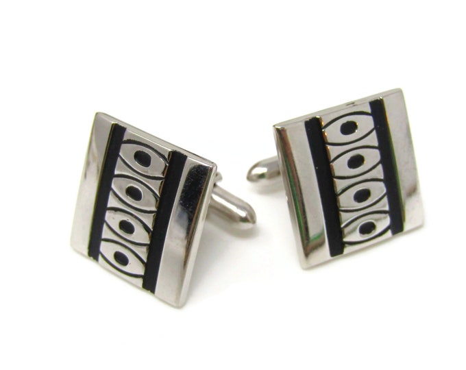 Black & Silver Tone Cuff Links Cufflinks for Men Nice Design