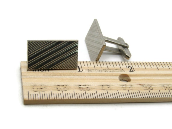 Diagonal Lines Rectangle Cuff Links Men's Jewelry… - image 4