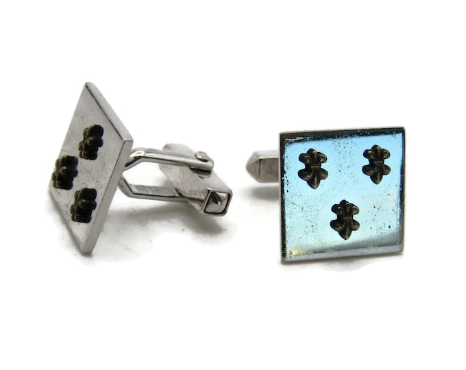 Fleur Di Lis Square Cuff Links Men's Jewelry Gold And Silver Tone