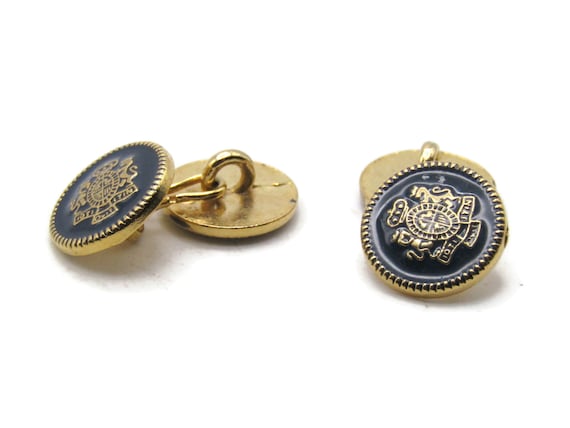 Lions And Crest Black Round Cuff Links Men's Jewe… - image 1