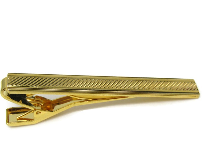 Nice Ridged Center Tie Clip Tie Bar: Vintage Gold Tone - Stand Out from the Crowd with Class