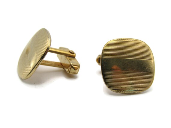 Rounded Edge Line Design Cuff Links Men's Jewelry… - image 1