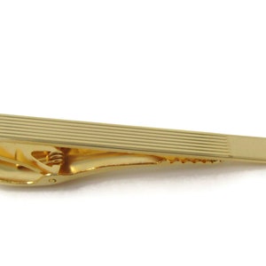 Classic Horizontal Grooves Tie Bar Clip Vintage Men&#39;s Jewelry Gold Tone Nice Design