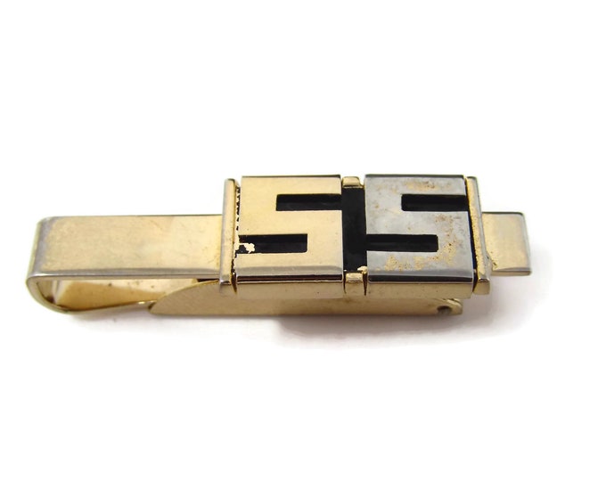 Vintage Tie Clip Tie Bar: Rare Design SS S.S. Letters Initials Art Deco Nice Quality