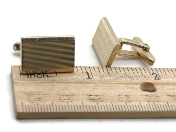 Horizontal Lines Rectangle Cuff Links Men's Jewel… - image 4