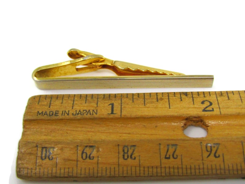 Excellent Classic Grooved Tie Clip Men/'s Vintage Tie Bar Gold Tone