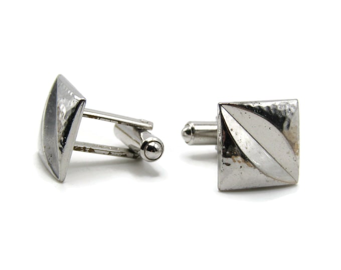 Beveled Square Design Cuff Links Men's Jewelry Silver Tone