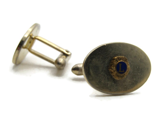 Lions Insignia Center Cuff Links Smooth Gold Tone Men's Jewelry