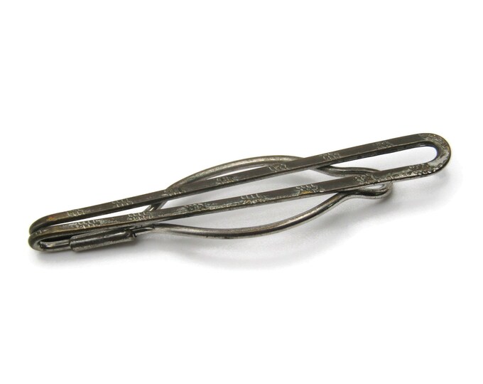 Open Body Diagonal Lined Silver Tone Tie Clip Tie Bar Men's Jewelry