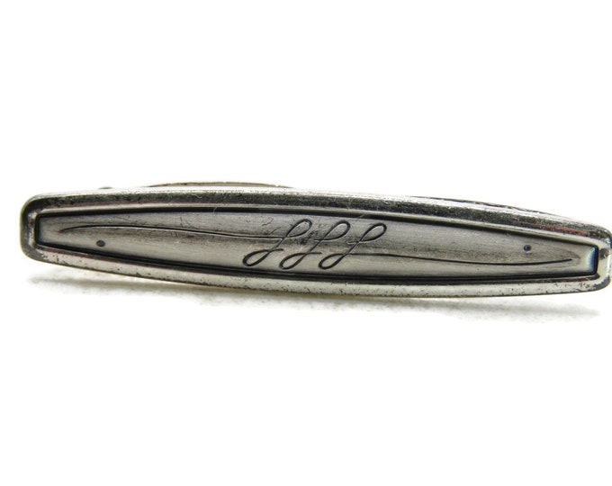 Abstract Etched Line Detail Tie Clip Silver Tone Tie Bar Men's Jewelry