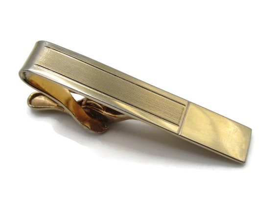 Geometric Rectangle Design Tie Clip Tie Bar Gold … - image 1