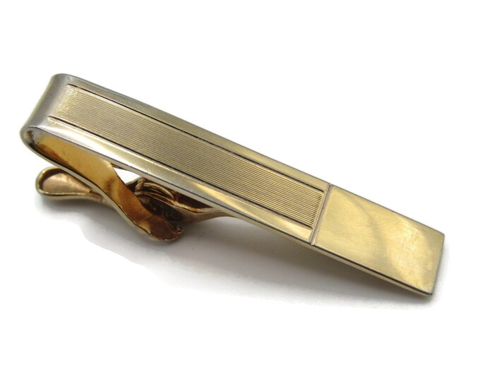 Geometric Rectangle Design Tie Clip Tie Bar Gold Tone Men's Jewelry