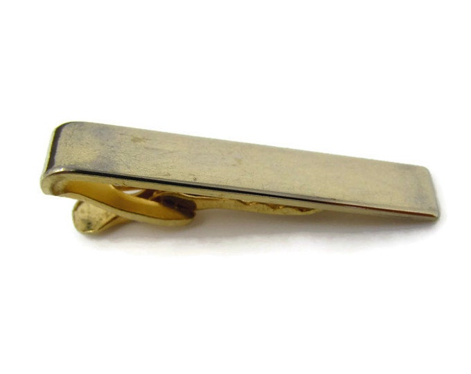 Made in USA Faded Gold Tone Tie Clip Vintage Tie Bar: Simple