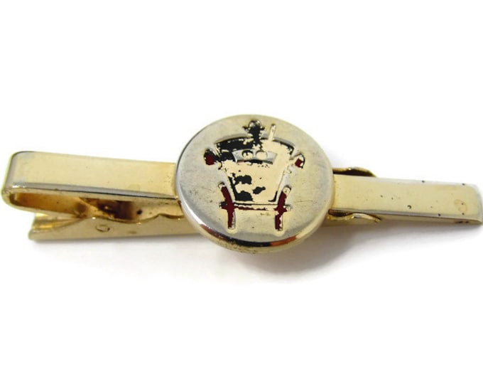 Back of Carriage Tie Clip Vintage Tie Bar: Gold Tone