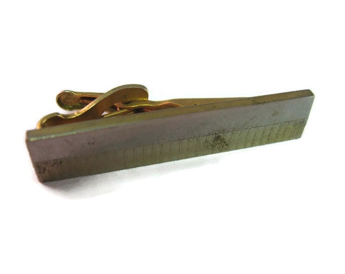 Vintage Men's Tie Bar Clip Jewelry: Very Groove Bottom Design by Flex Let Quality ~ Obvious Wear & Oxidation