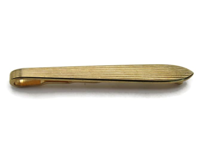 Tapered And Horizontal Lines Tie Clip Tie Bar Men's Jewelry Gold Tone