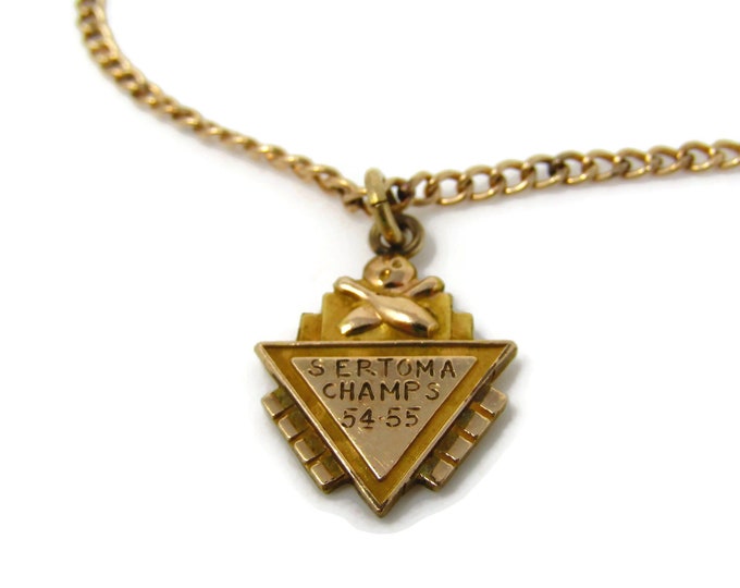 Bowling Sertoma Champs 1955 Tie Clip For Men Vintage Tie Bar Nice Design Gold Tone