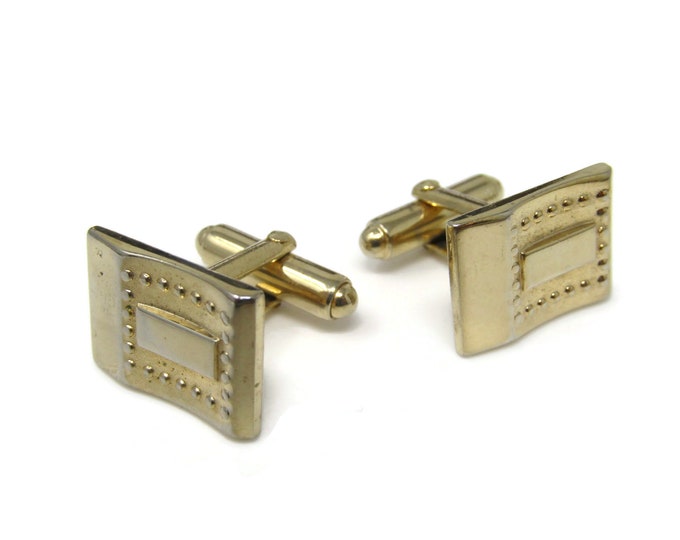 Industrial Dot Design Men's Cufflinks: Vintage Gold Tone - Stand Out from the Crowd with Class